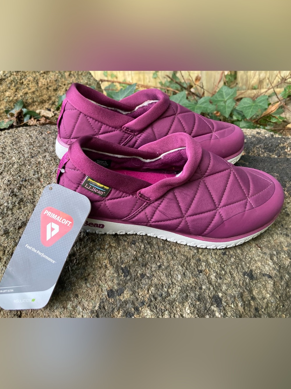 L.L. Bean Women's Quilted Slip-On Shoes in Plum
